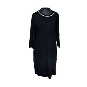 RSVP By Talbots Black Dress Size L With Rhinestone Trim Neckline 3/4 Sleeves New